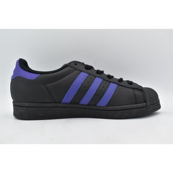 Adidas Womens Size 7.5 Superstar Black Purple Leather Sneakers Shoes - Picture 7 of 12